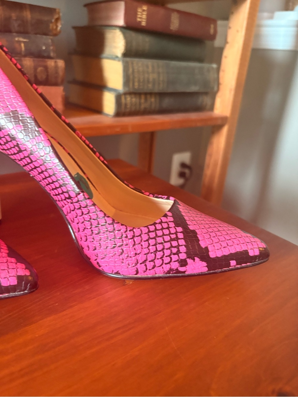 Nine West Tatiana Pump Pink Snake-Print Pointed Toe High Heels - Picture 4 of 11